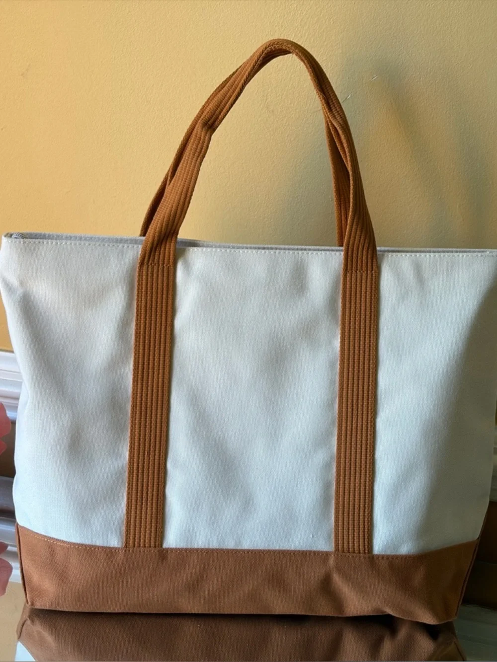 Ralph Lauren Canvas Tote in Cream and Tan - Picture 6 of 10